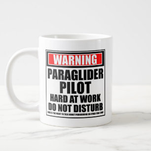 Warning Paraglider Pilot Hard At Work Large Coffee Mug