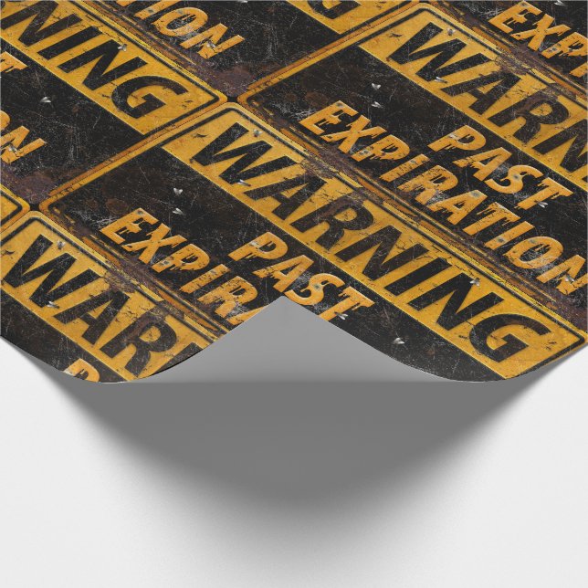 WARNING Past Expiration - Dirty Metal Danger Sign Wrapping Paper (Corner)