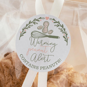 Warning Peanut Alert - Bakery Peanut Allergy Food  Classic Round Sticker