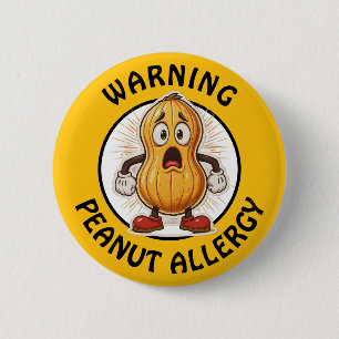 Warning Peanut Allergy Alert   6 Cm Round Badge