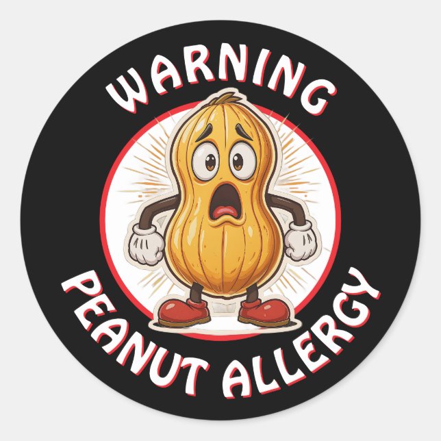 Warning Peanut Allergy Alert   Classic Round Sticker (Front)