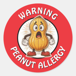 Warning Peanut Allergy Alert Classic Round Sticker