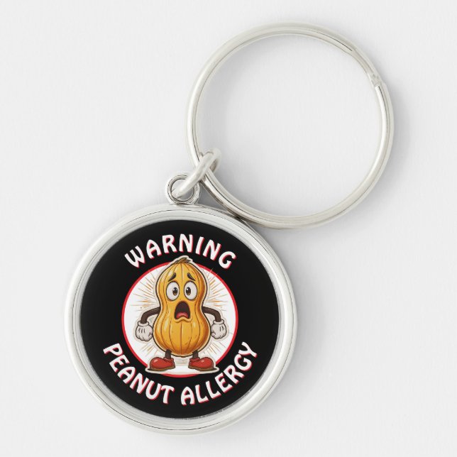 Warning Peanut Allergy Alert   Key Ring (Front)