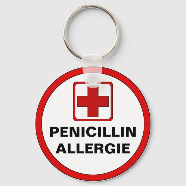 Warning - penicillin allergy key ring (Front)