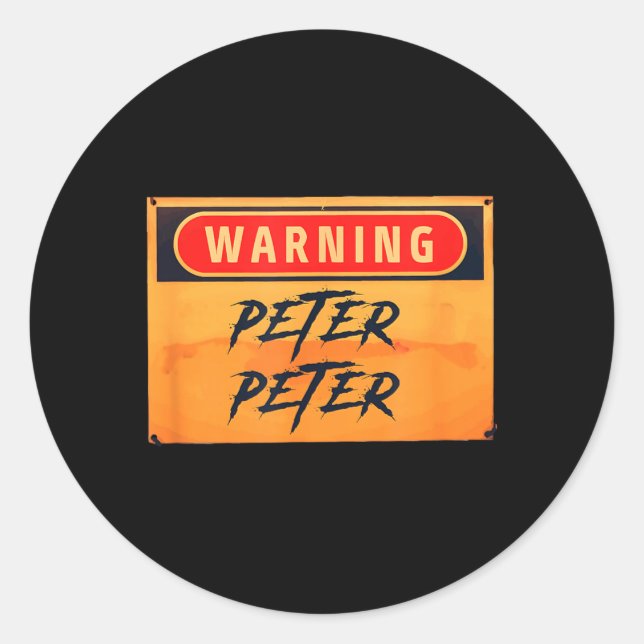 Warning Peter Peter Pumpkin Eater Funny Halloween Classic Round Sticker (Front)