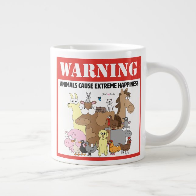 Warning: Pets Cause Extreme Happiness Large Coffee Mug (Right)