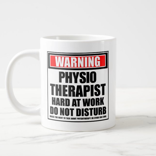 Warning Physiotherapist Hard At Work Large Coffee Mug (Left)