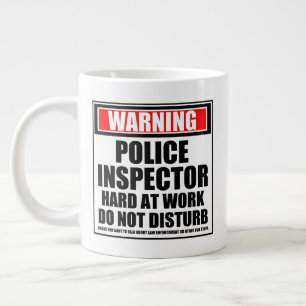 Warning Police Inspector Hard At Work Large Coffee Mug