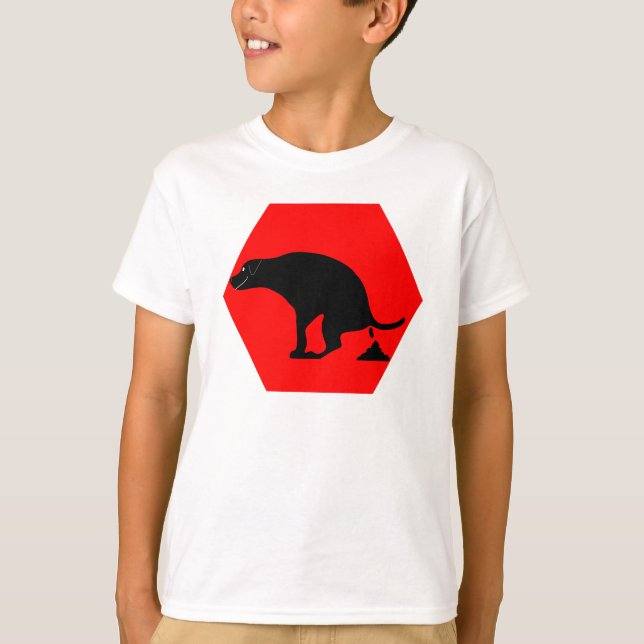 Warning Pooping Dog T-Shirt (Front)