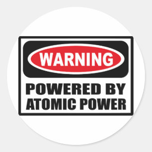 Warning POWERED BY ATOMIC POWER Sticker