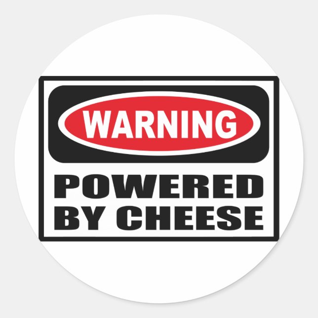Warning POWERED BY CHEESE Sticker (Front)