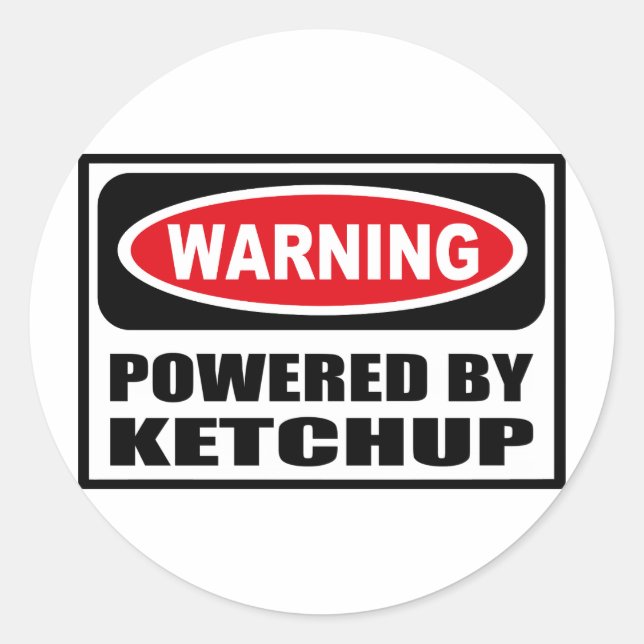 Warning POWERED BY KETCHUP Sticker (Front)