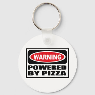 Warning POWERED BY PIZZA Key Chain
