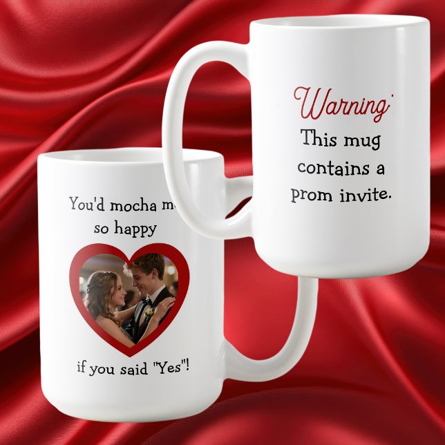 Warning Prom Invite  | Promposal Photo Coffee Pun Coffee Mug (Creator Uploaded)