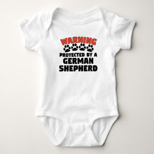Warning Protected By A German Shepherd Baby Bodysuit