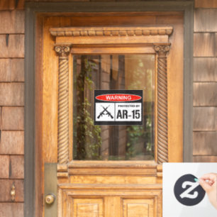 Warning Protected By AR-15 Home Business Window Cling