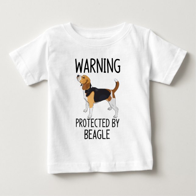 Warning protected by beagle baby T-Shirt (Front)