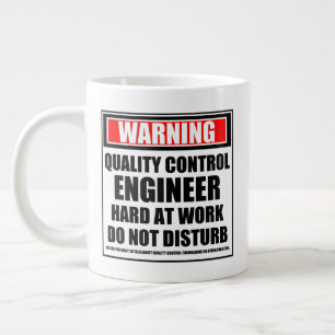 Warning Quality Control Engineer Hard At Work Large Coffee Mug