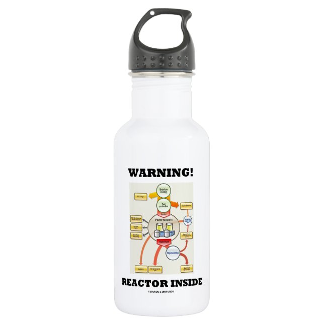 Warning! Reactor Inside (Nuclear Power Reactor) 532 Ml Water Bottle (Front)