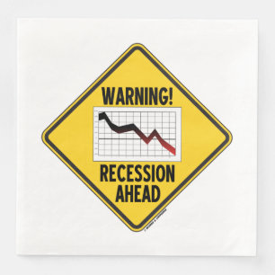 Warning! Recession Ahead Yellow Diamond Econ Sign Napkin