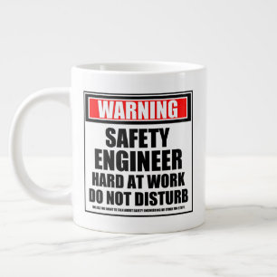 Warning Safety Engineer Hard At Work Large Coffee Mug