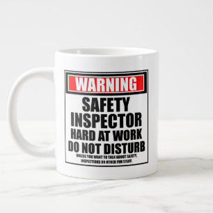 Warning Safety Inspector Hard At Work Large Coffee Mug