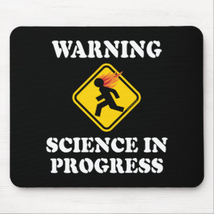 Warning Science In Progress Sign - Funny Scientist Mouse Mat