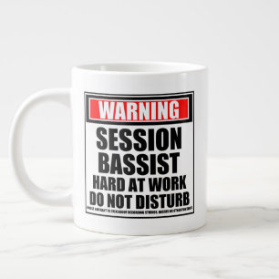 Warning Session Bassist Hard At Work Large Coffee Mug