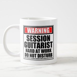 Warning Session Guitarist Hard At Work Large Coffee Mug