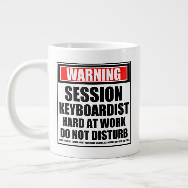 Warning Session Keyboardist Hard At Work Large Coffee Mug (Left)