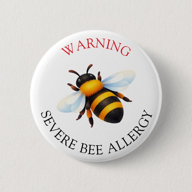 Warning Severe BEE Allergy Alert Button (Front)