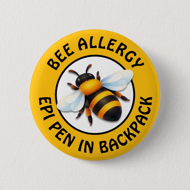 Warning Severe BEE Allergy Alert Button (Front)