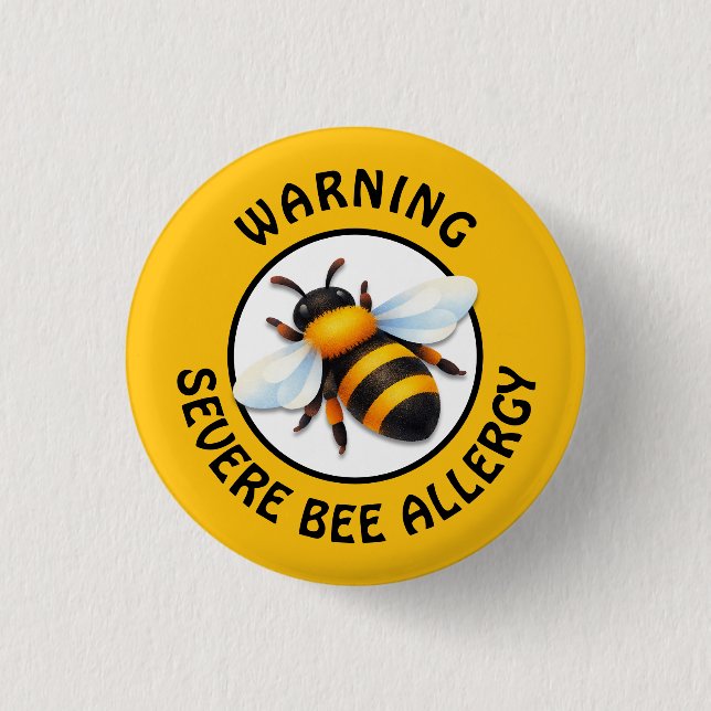 Warning Severe BEE Allergy Alert Button (Front)