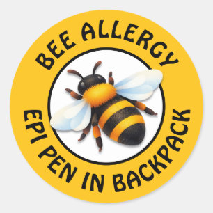 Warning Severe BEE Allergy Alert Button Classic Round Sticker