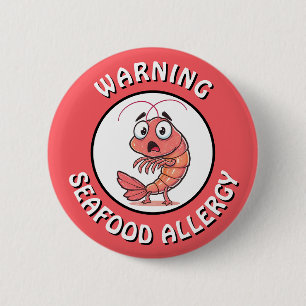 Warning Severe Seafood Allergy Alert Button