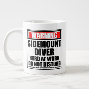 Warning Sidemount Diver Hard At Work Large Coffee Mug
