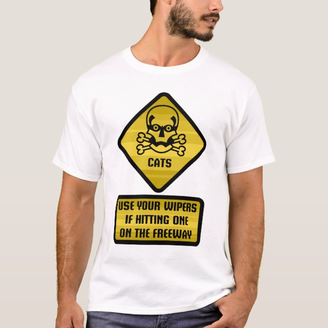 Warning Sign - Cats T-Shirt (Front)