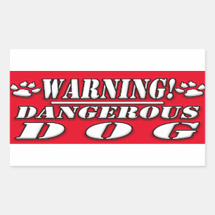 Warning Sign   Dangerous  Dog Rectangular Sticker