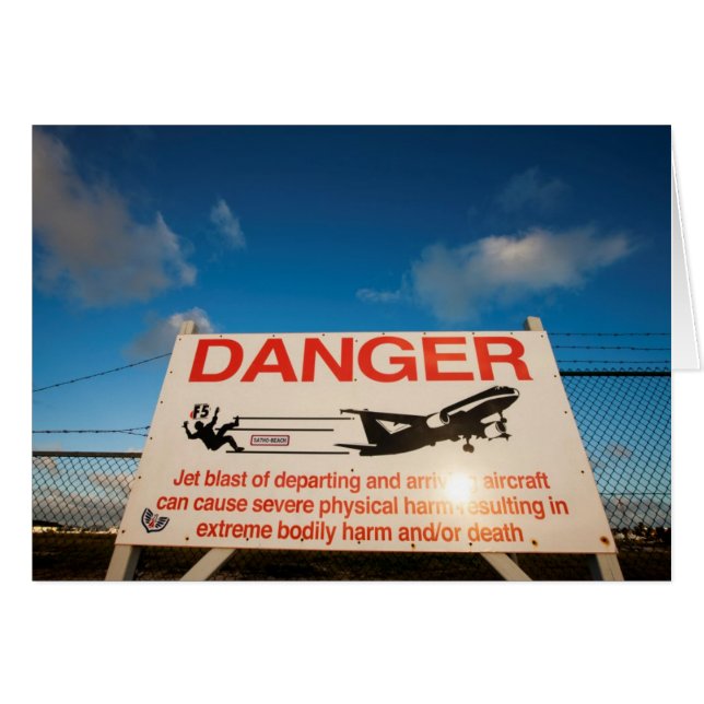 Warning sign near St. Maarten Airport, (Front Horizontal)