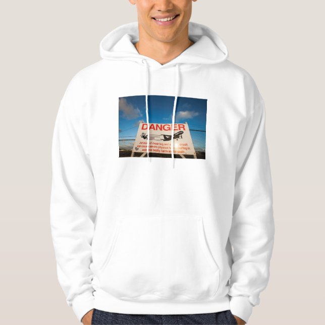 Warning sign near St. Maarten Airport, Hoodie (Front)