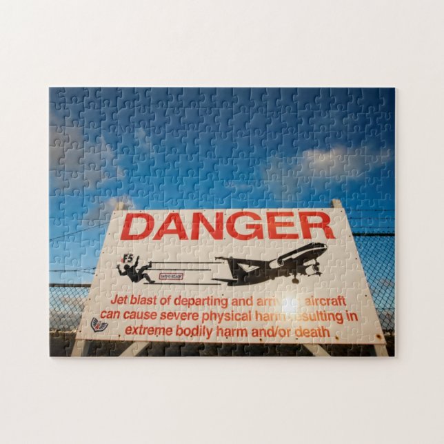 Warning sign near St. Maarten Airport, Jigsaw Puzzle (Horizontal)