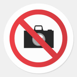Warning sign no camera classic round sticker