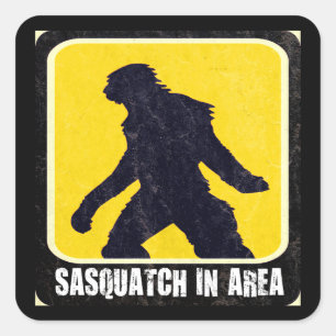 Warning Sign - Sasquatch in Area Square Sticker