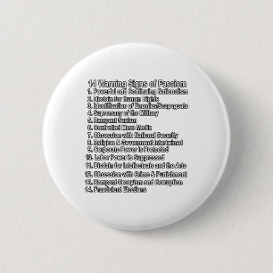 Warning Signs Of Fascism Anti Trump Resist Fascist 6 Cm Round Badge