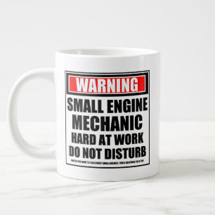 Warning Small Engine Mechanic Hard At Work Large Coffee Mug