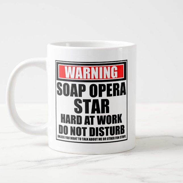 Warning Soap Opera Star Hard At Work Large Coffee Mug (Left)