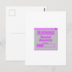 Warning Social Anxiety Pink Loading Tab  Postcard