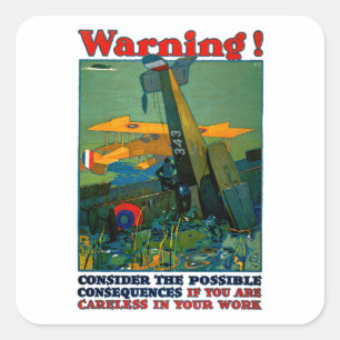Warning! Square Sticker