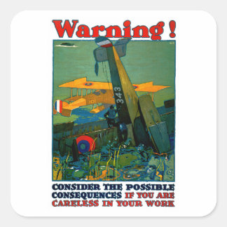 Warning! Square Sticker