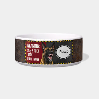 Warning Stay 5 Feet Back Belgian Malinois Pet Bowl